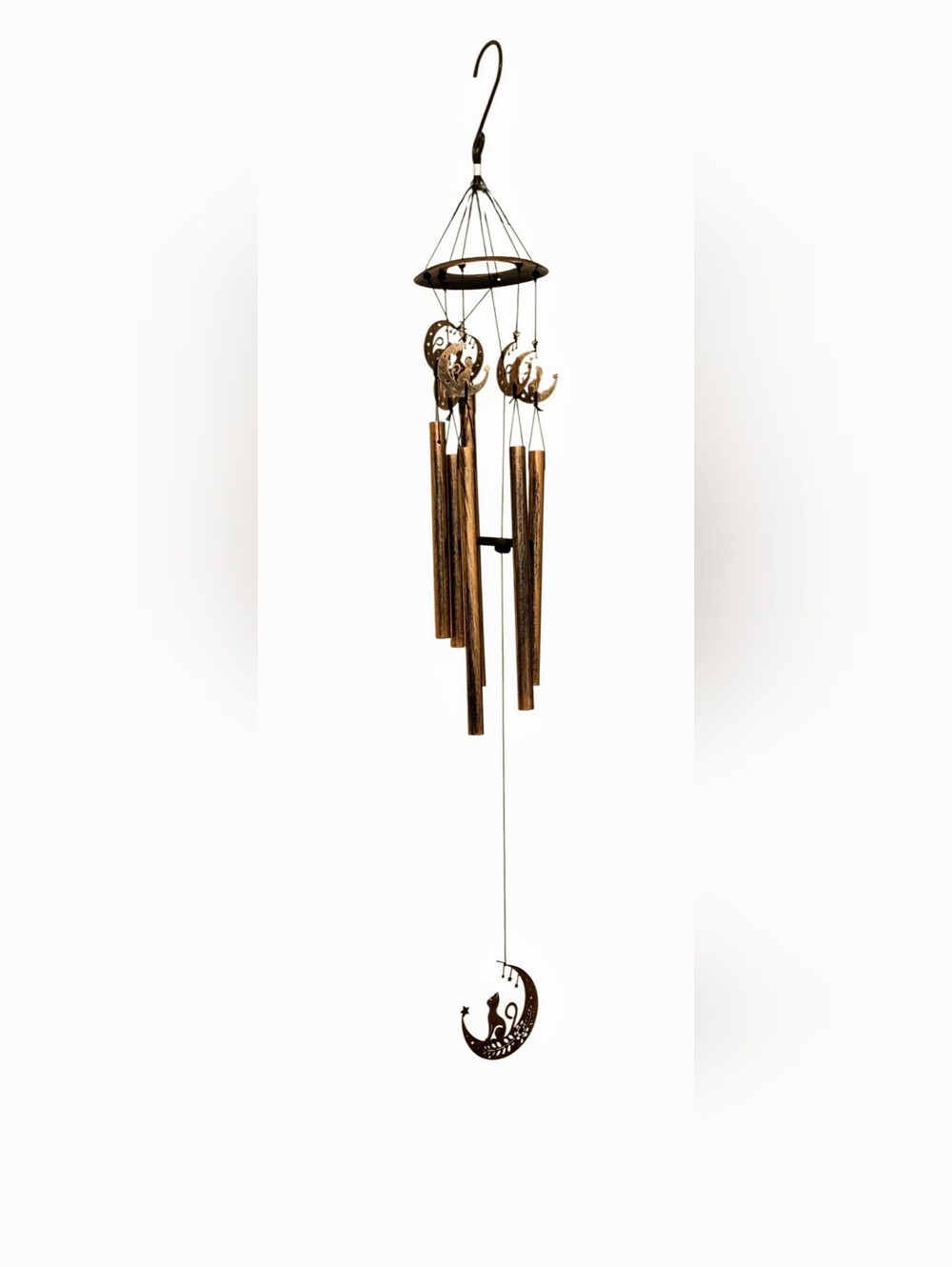Decorative Brass Colored Metal Crescent Moon Wind Chime